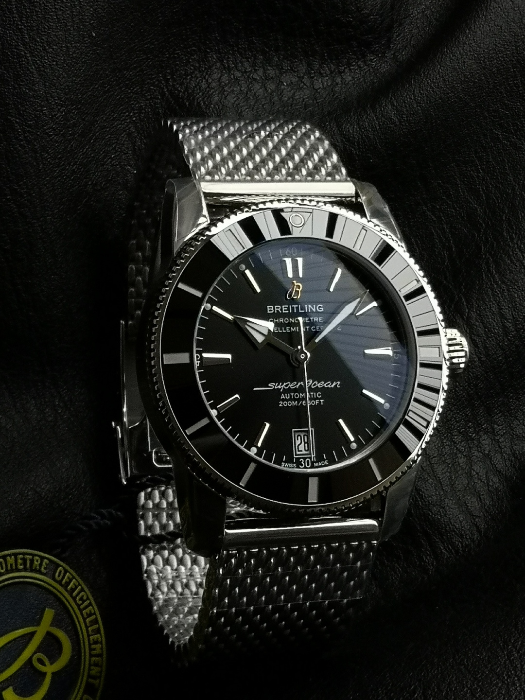 BREITLING ブライトリング スーパーオーシャン 腕時計 メンズ 自動巻き 機械式 メッシュベルト ブラック - 画像 2
