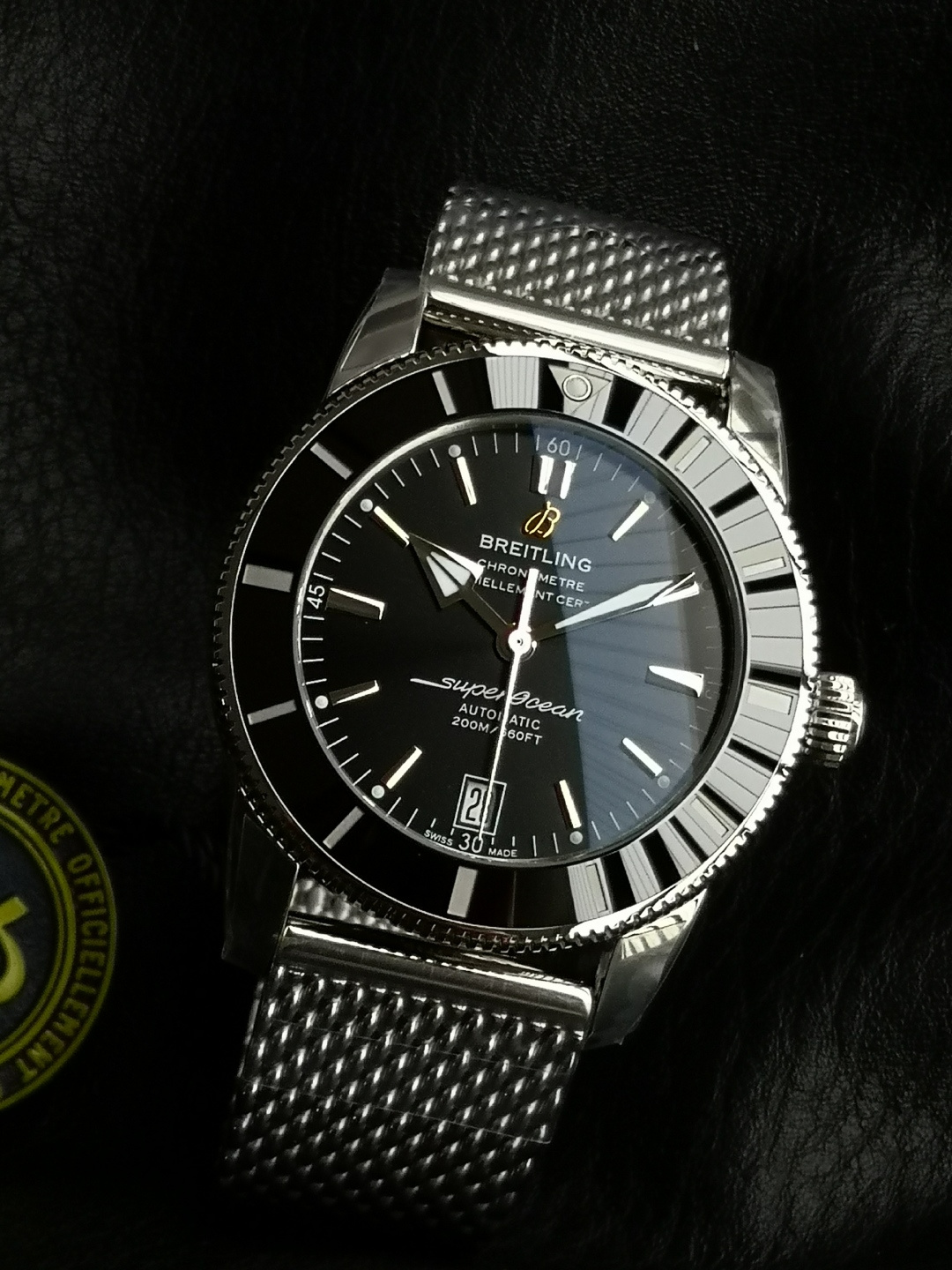 BREITLING ブライトリング スーパーオーシャン 腕時計 メンズ 自動巻き 機械式 メッシュベルト ブラック - 画像 3