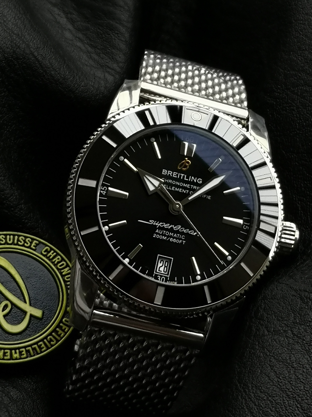 BREITLING ブライトリング スーパーオーシャン 腕時計 メンズ 自動巻き 機械式 メッシュベルト ブラック - 画像 4