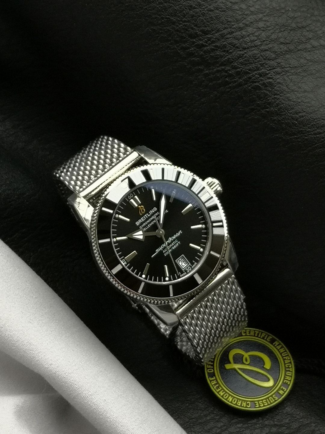 BREITLING ブライトリング スーパーオーシャン 腕時計 メンズ 自動巻き 機械式 メッシュベルト ブラック - 画像 5