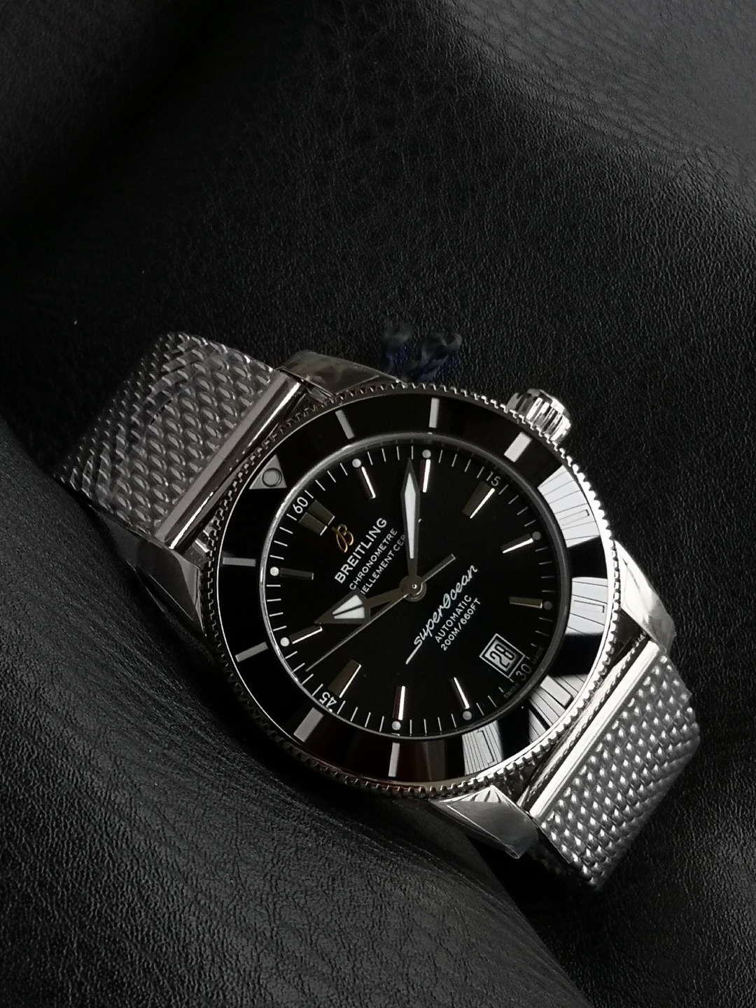 BREITLING ブライトリング スーパーオーシャン 腕時計 メンズ 自動巻き 機械式 メッシュベルト ブラック - 画像 6