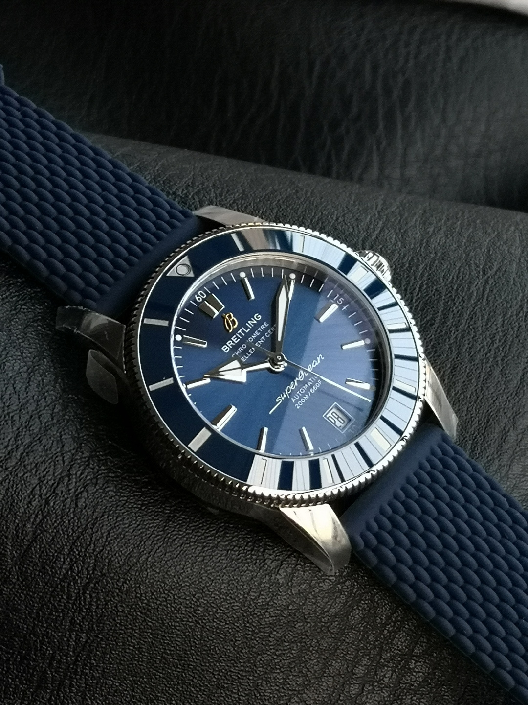 BREITLING ブライトリング スーパーオーシャン 腕時計 メンズ 自動巻き 機械式 ブルーダイアル ブラック - 画像 6
