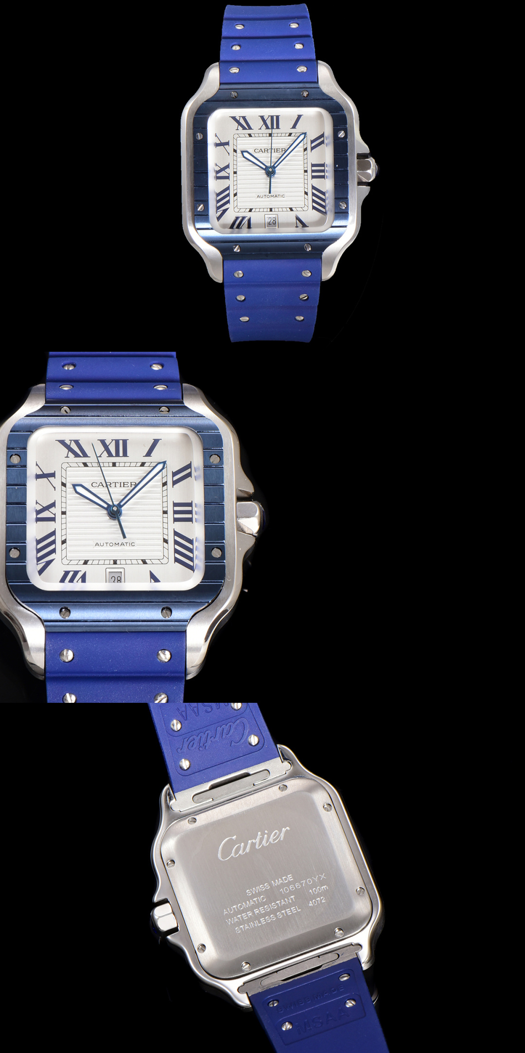 CARTIER カルティエ サントス 腕時計 メンズ 自動巻き 機械式 39.8mm ブルー - 画像 3