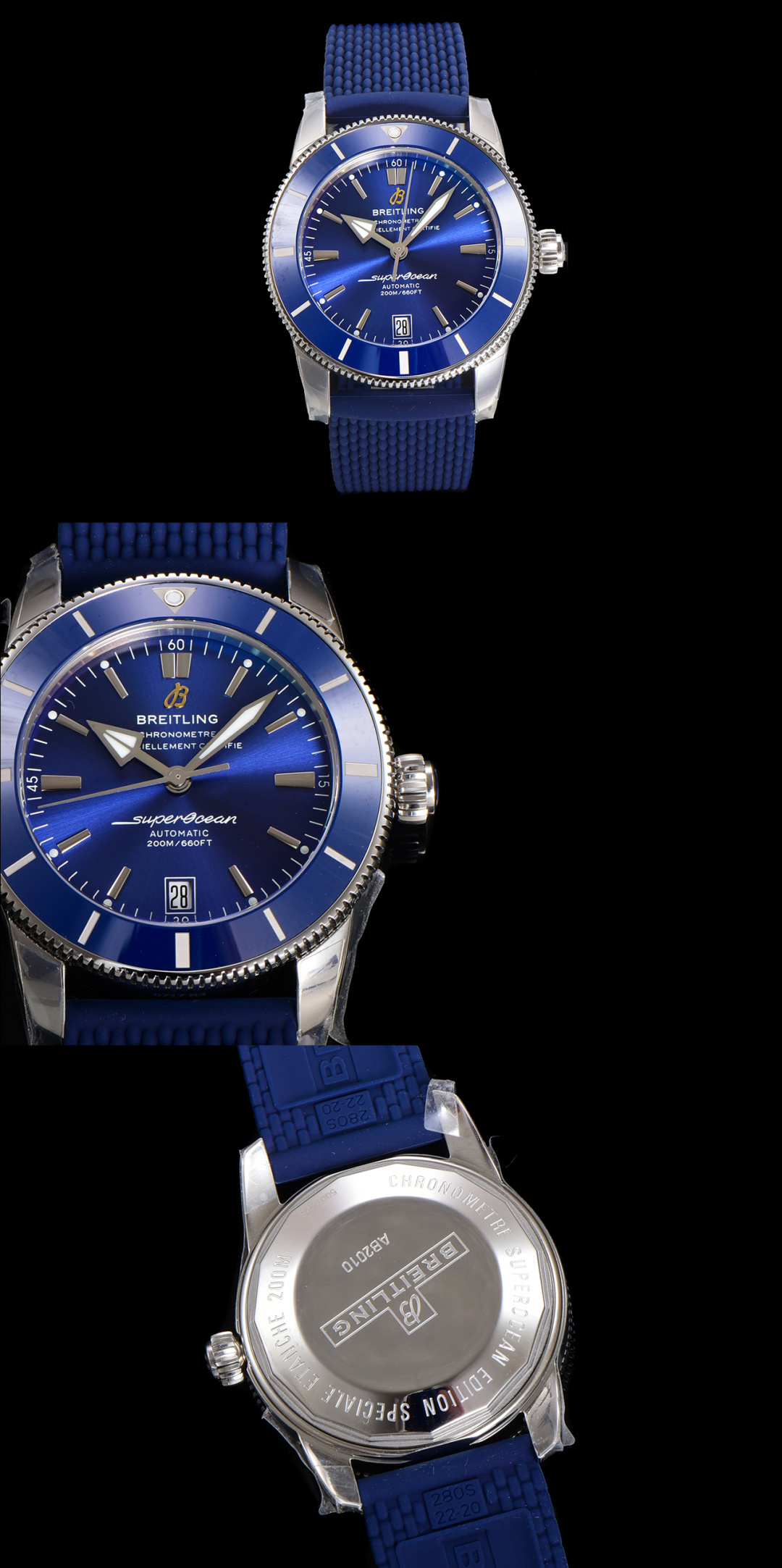BREITLING ブライトリング スーパーオーシャン 腕時計 メンズ 自動巻き 機械式 シルバーベルト ブラック ブルー グリーン - 画像 2