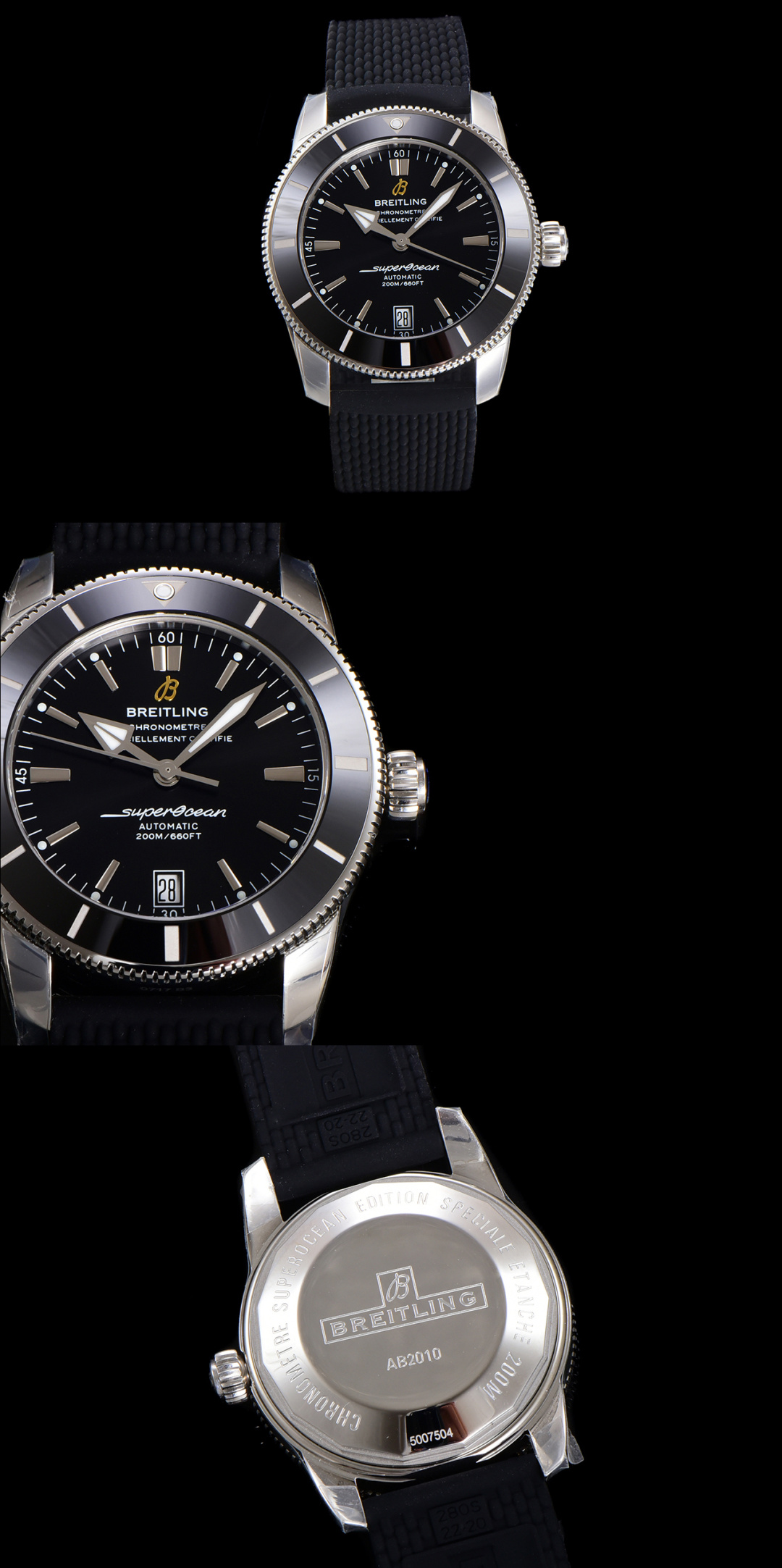 BREITLING ブライトリング スーパーオーシャン 腕時計 メンズ 自動巻き 機械式 シルバーベルト ブラック ブルー グリーン - 画像 4