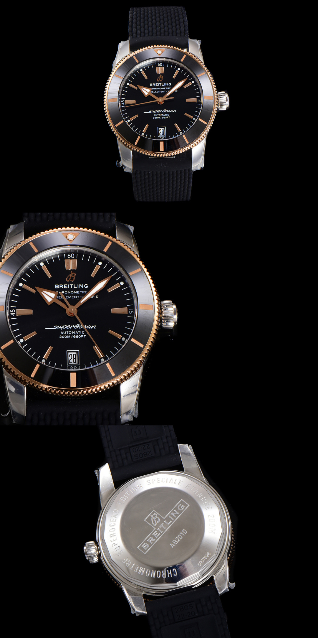 BREITLING ブライトリング スーパーオーシャン 腕時計 メンズ 自動巻き 機械式 シルバーベルト ブラック ブルー グリーン - 画像 6