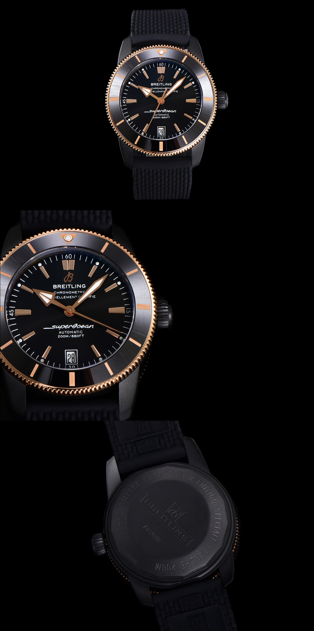 BREITLING ブライトリング スーパーオーシャン 腕時計 メンズ 自動巻き 機械式 シルバーベルト ブラック ブルー グリーン - 画像 8