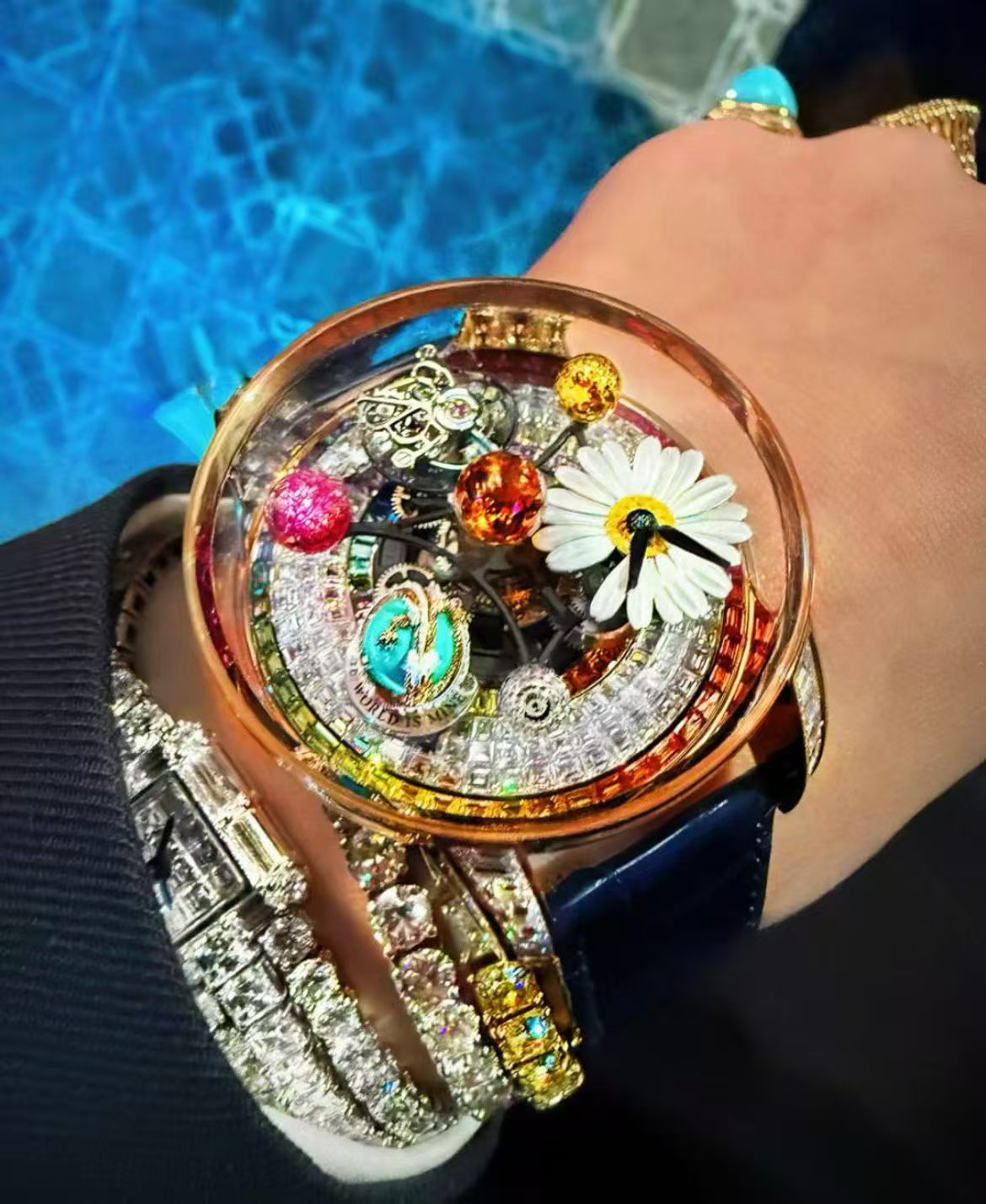 JACOB & CO ジェイコブ フラットシューズ 腕時計 メンズ ダイヤモンド マイクロクラスター 47mm ローズゴールド シルバー - 画像 5