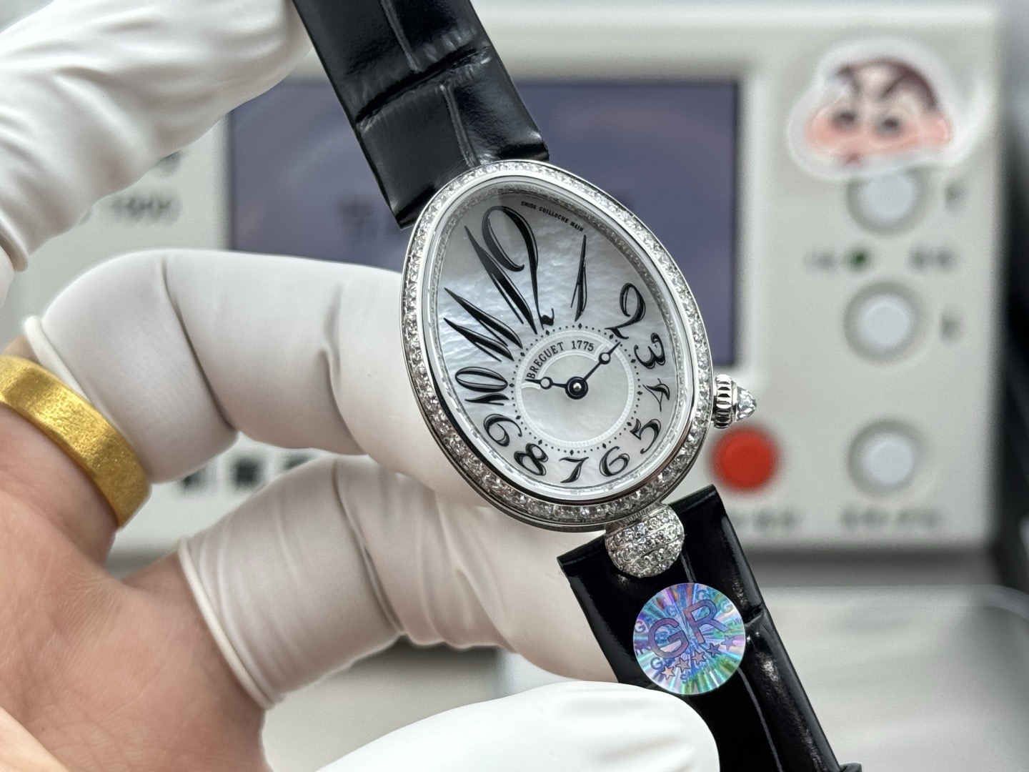 BREGUET ブレゲ オーバル 腕時計 レディース ホワイト文字盤 ダイヤモンド シルバーベルト ブラック - 画像 1