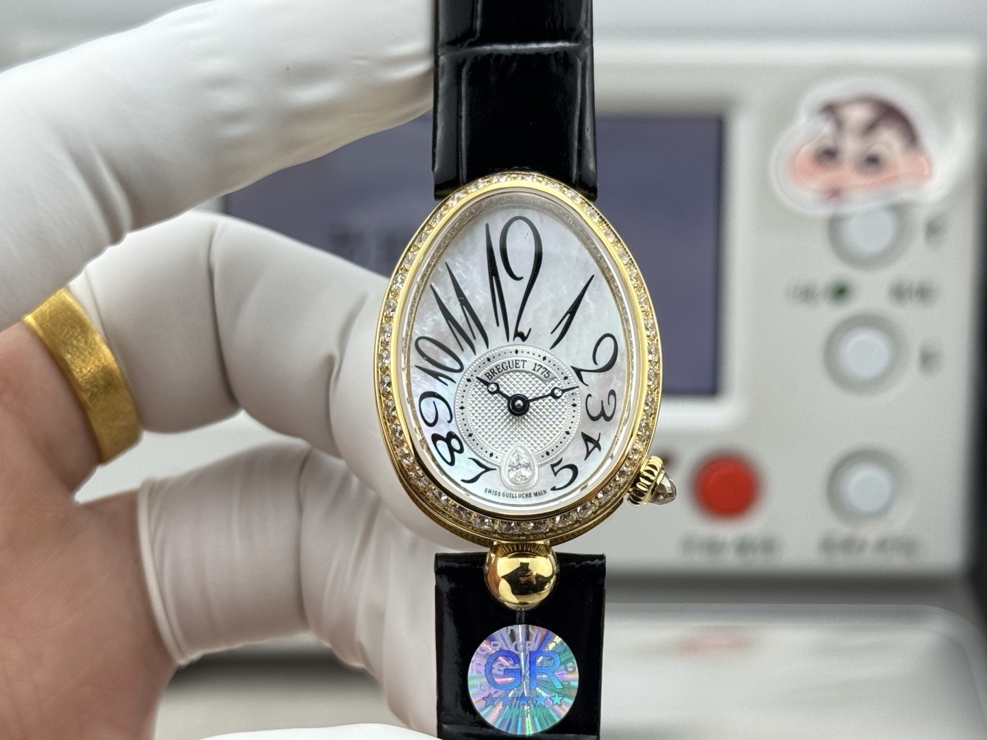 GR グループ 腕時計 レディース オーバル型 ムーブメント 本革 ブラック