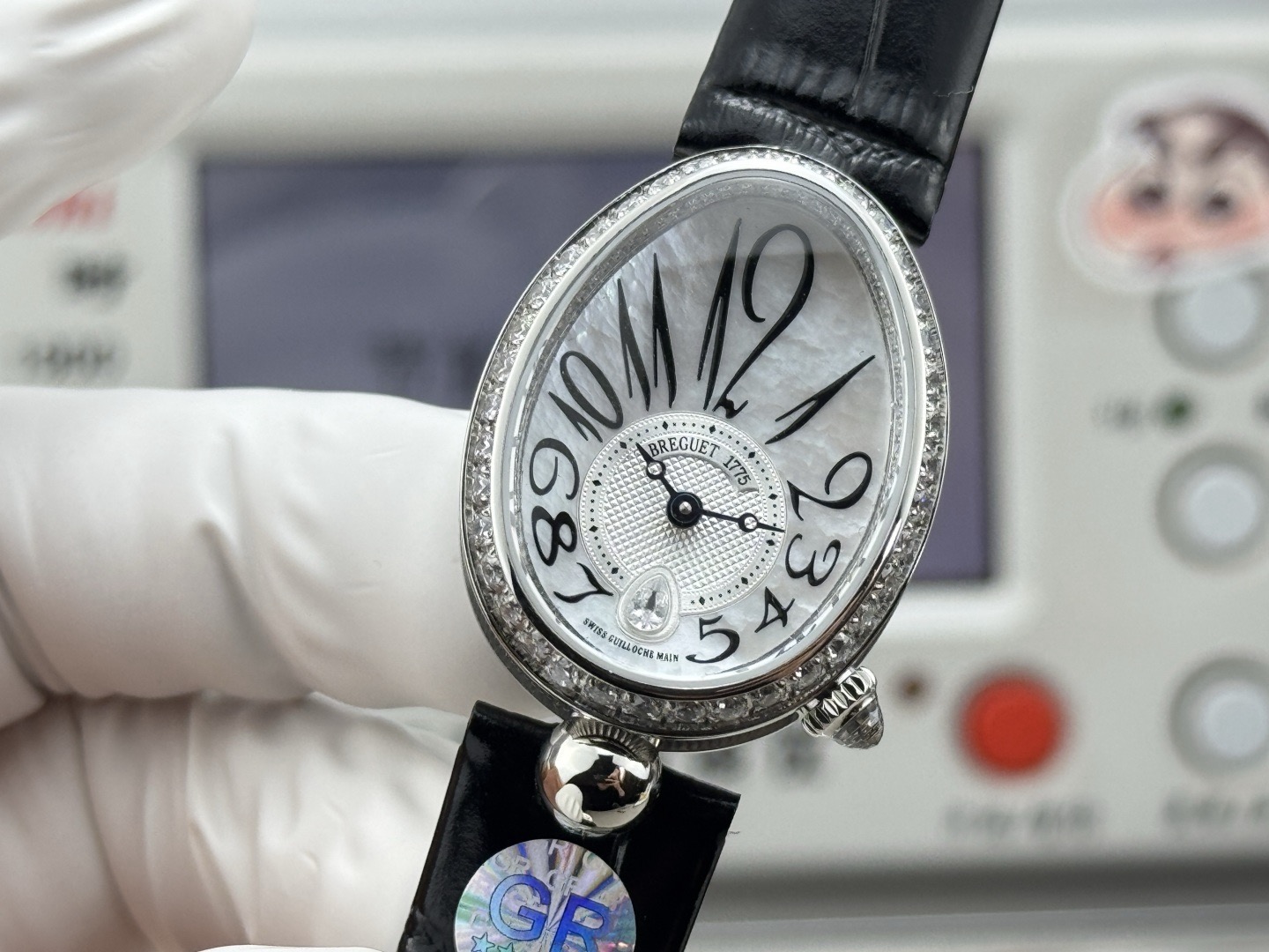 BREGUET ブレゲ フラットシューズ レディース 腕時計 本革 マザーオブパール ダイヤモンド ブラック - 画像 5