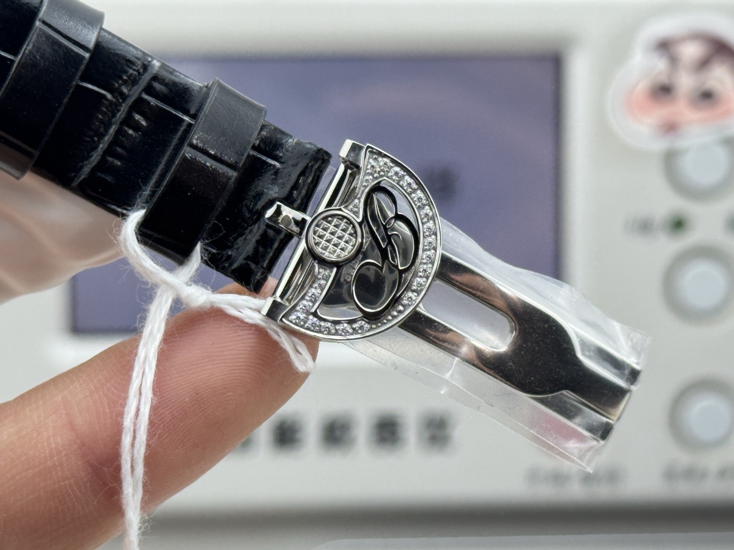 BREGUET ブレゲ フラットシューズ レディース 腕時計 本革 マザーオブパール ダイヤモンド ブラック - 画像 9