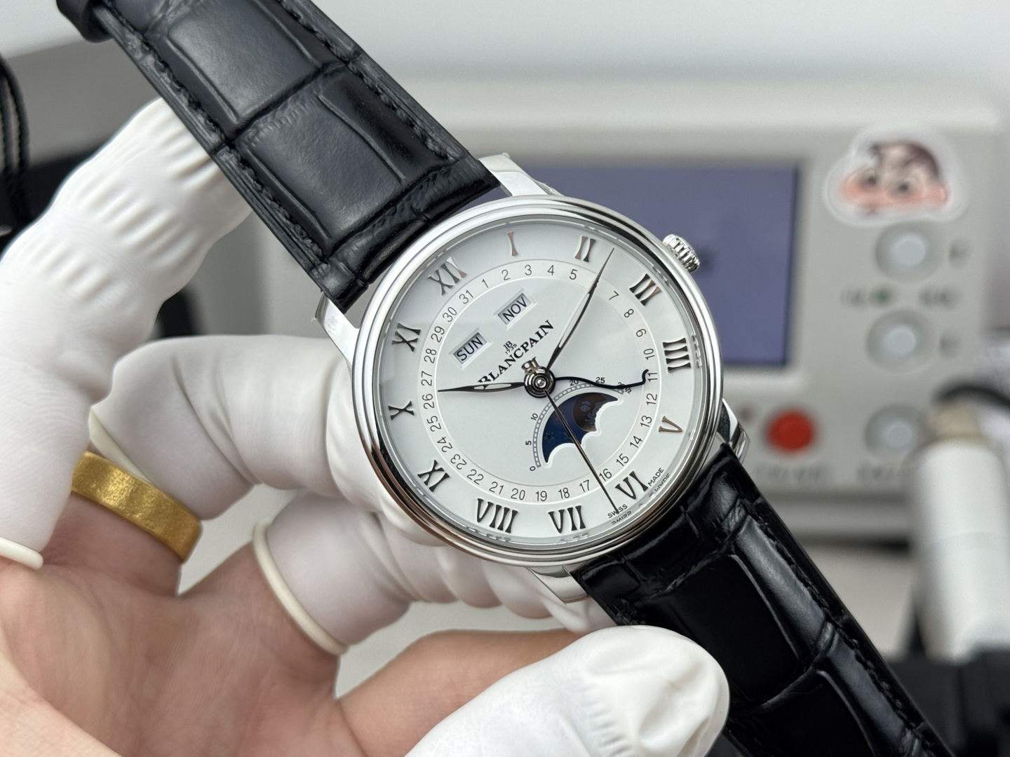 BLANCPAIN ブランパン 腕時計 メンズ 自動巻き 全日歴 月相 ブラック - 画像 2