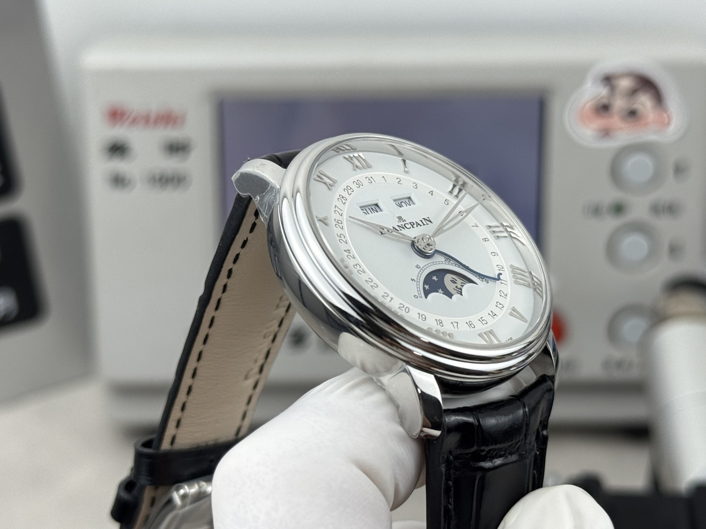 BLANCPAIN ブランパン 腕時計 メンズ 自動巻き 全日歴 月相 ブラック - 画像 6