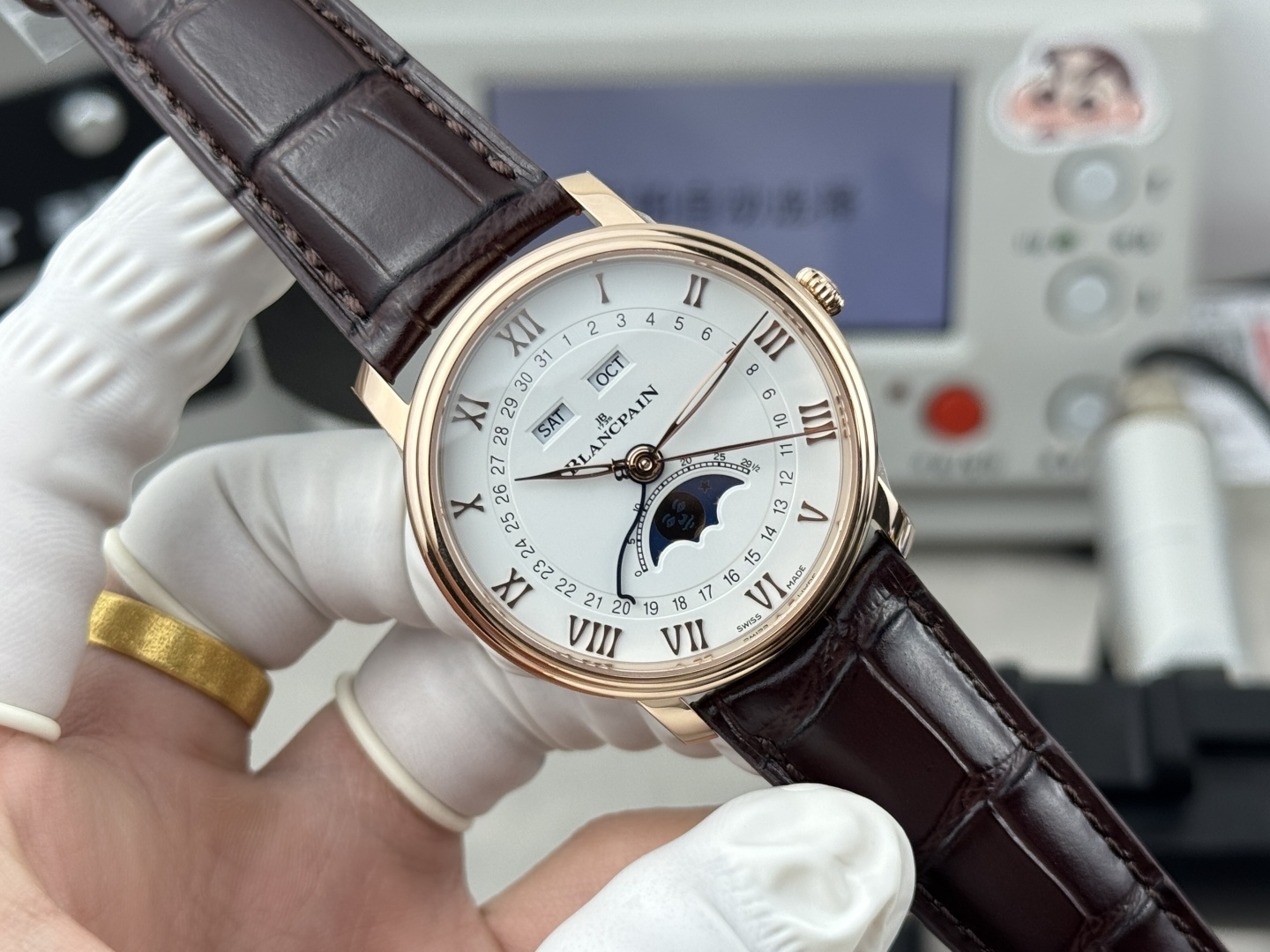BLANCPAIN ブランパン ウォッチ メンズ 自動巻き 全暦 月相 40mm ローズゴールド ブラウン - 画像 2