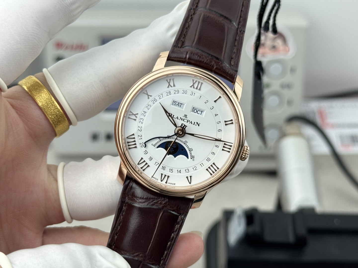 BLANCPAIN ブランパン ウォッチ メンズ 自動巻き 全暦 月相 40mm ローズゴールド ブラウン - 画像 3
