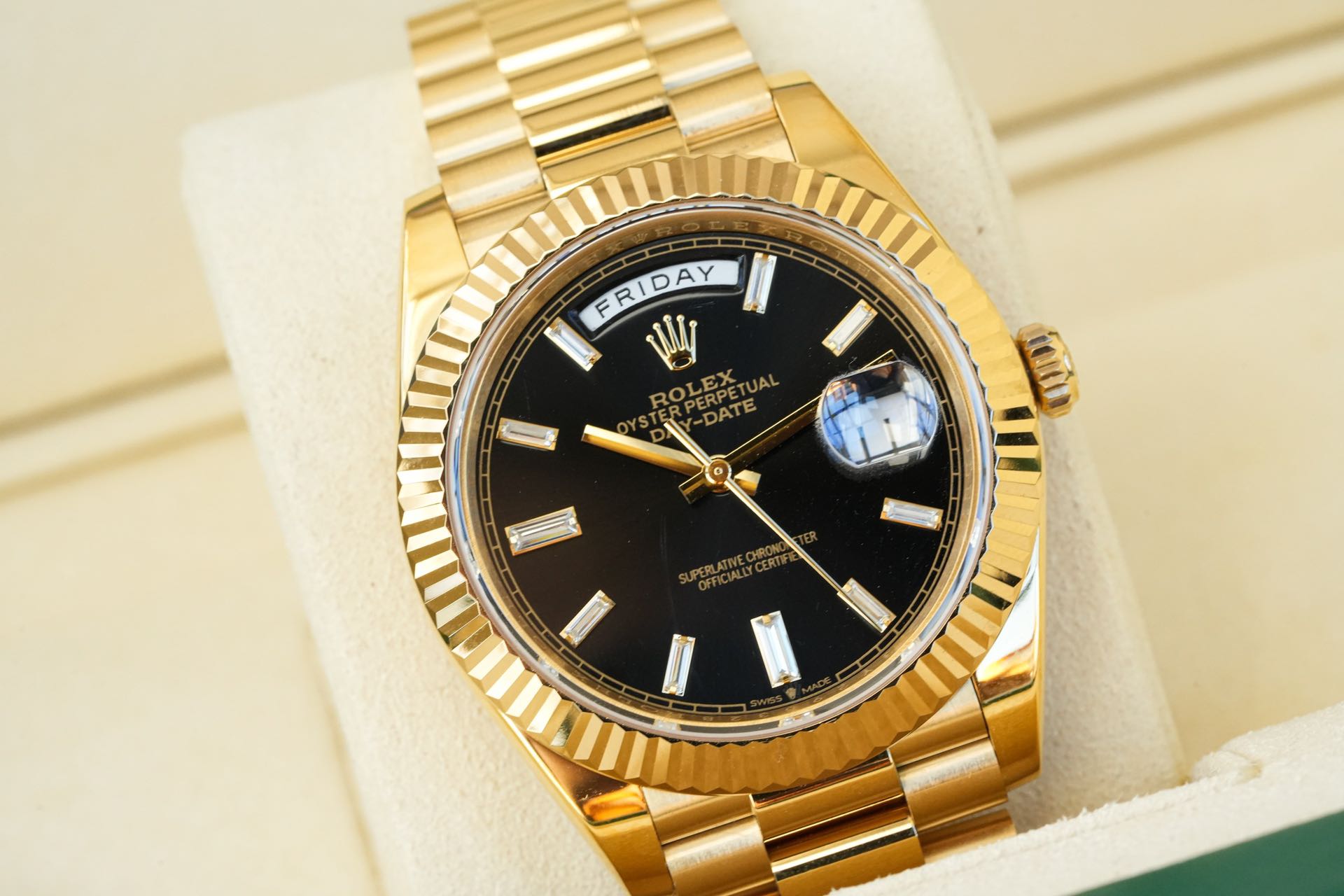 ROLEX ロレックス デイデイト 腕時計 メンズ 自動巻き ブラック ヤングタイプ ゴールド - 画像 1