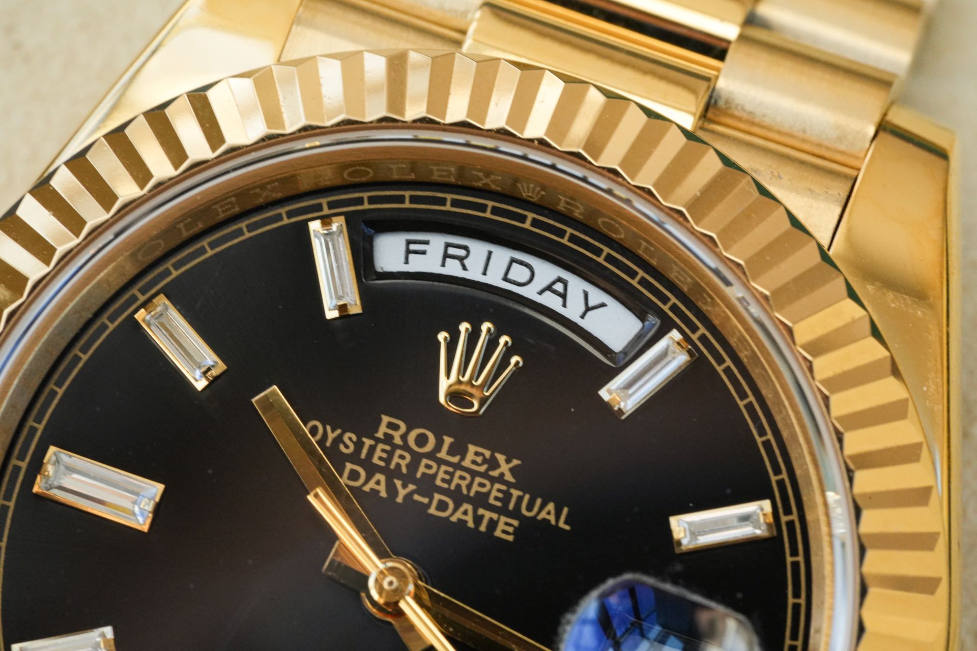 ROLEX ロレックス デイデイト 腕時計 メンズ 自動巻き ブラック ヤングタイプ ゴールド - 画像 5