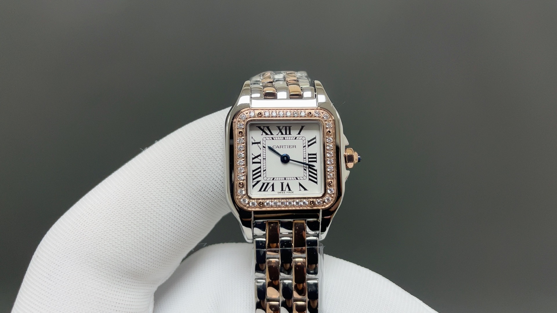 Cartier カルティエ パンテール 腕時計 レディース ダイヤモンド タンク型 27mm ピンクゴールド ホワイト - 画像 1
