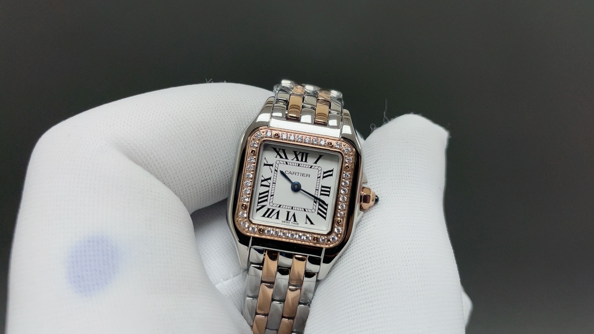 Cartier カルティエ パンテール 腕時計 レディース ダイヤモンド タンク型 27mm ピンクゴールド ホワイト - 画像 3