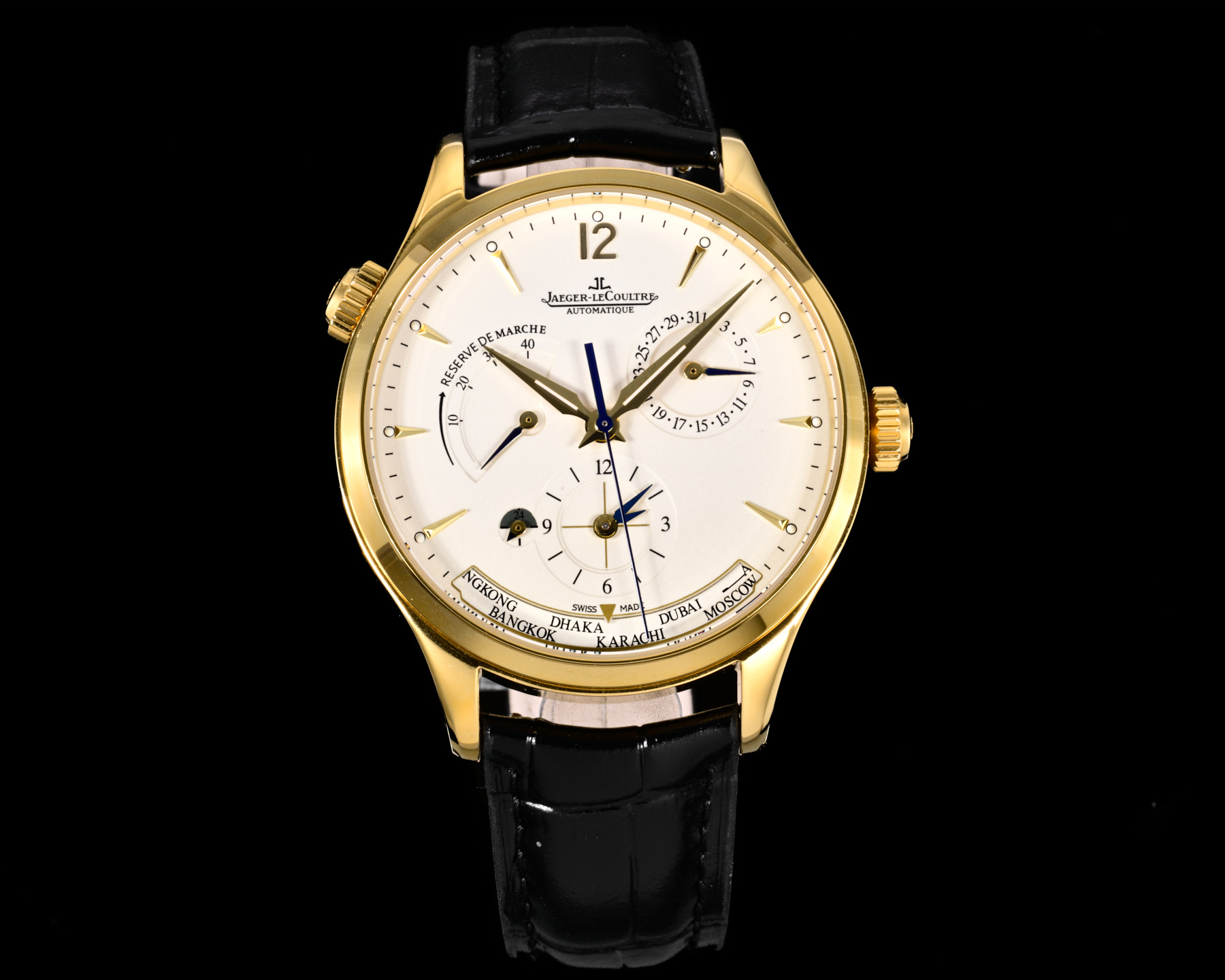 JAEGER-LECOULTRE ジェイコブ メンズ 腕時計 アutomatique マスター ジオグラファー 42mm ブラック