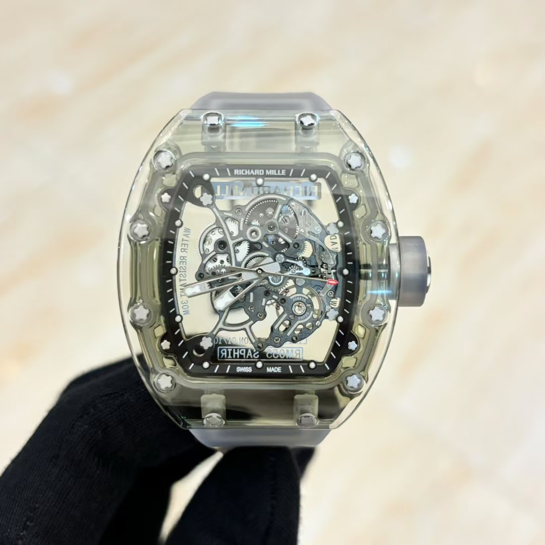 RICHARD MILLE リチャードミラー 腕時計 メンズ 自動巻き ダイアル 透明ケース クリア シリコンバンド グレー