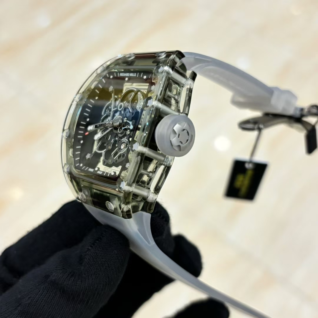 RICHARD MILLE リチャードミラー 腕時計 メンズ 自動巻き ダイアル 透明ケース クリア シリコンバンド グレー - 画像 3