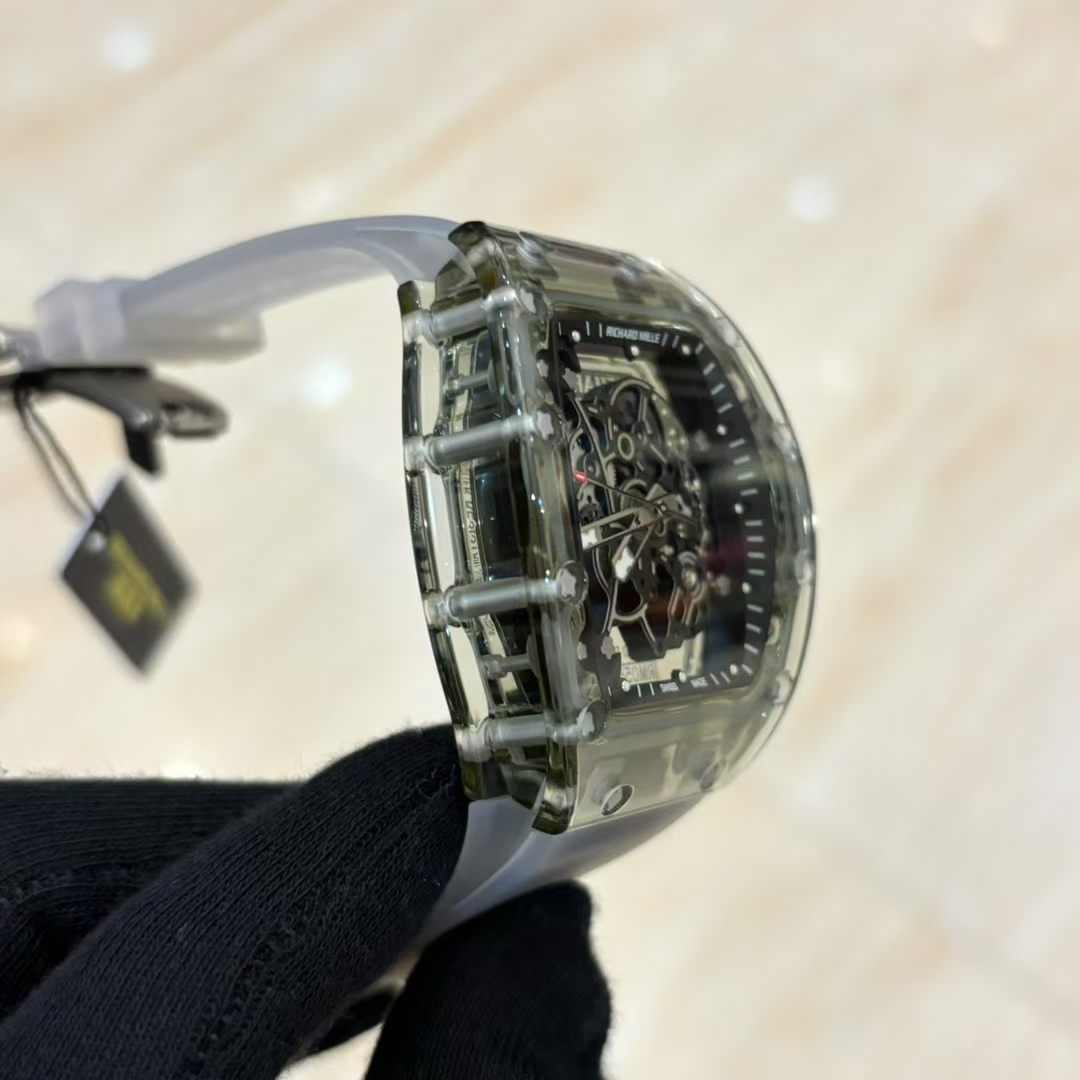 RICHARD MILLE リチャードミラー 腕時計 メンズ 自動巻き ダイアル 透明ケース クリア シリコンバンド グレー - 画像 4