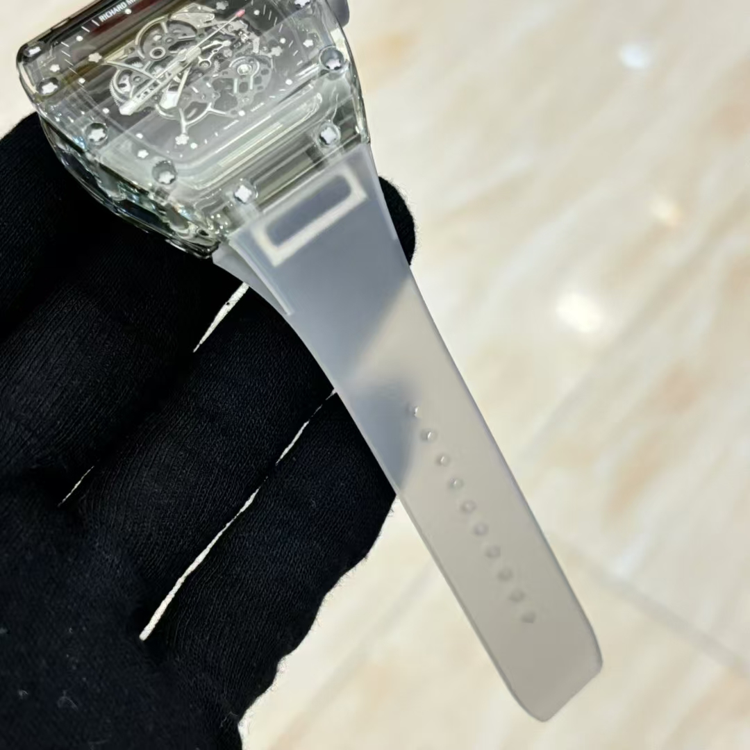 RICHARD MILLE リチャードミラー 腕時計 メンズ 自動巻き ダイアル 透明ケース クリア シリコンバンド グレー - 画像 8