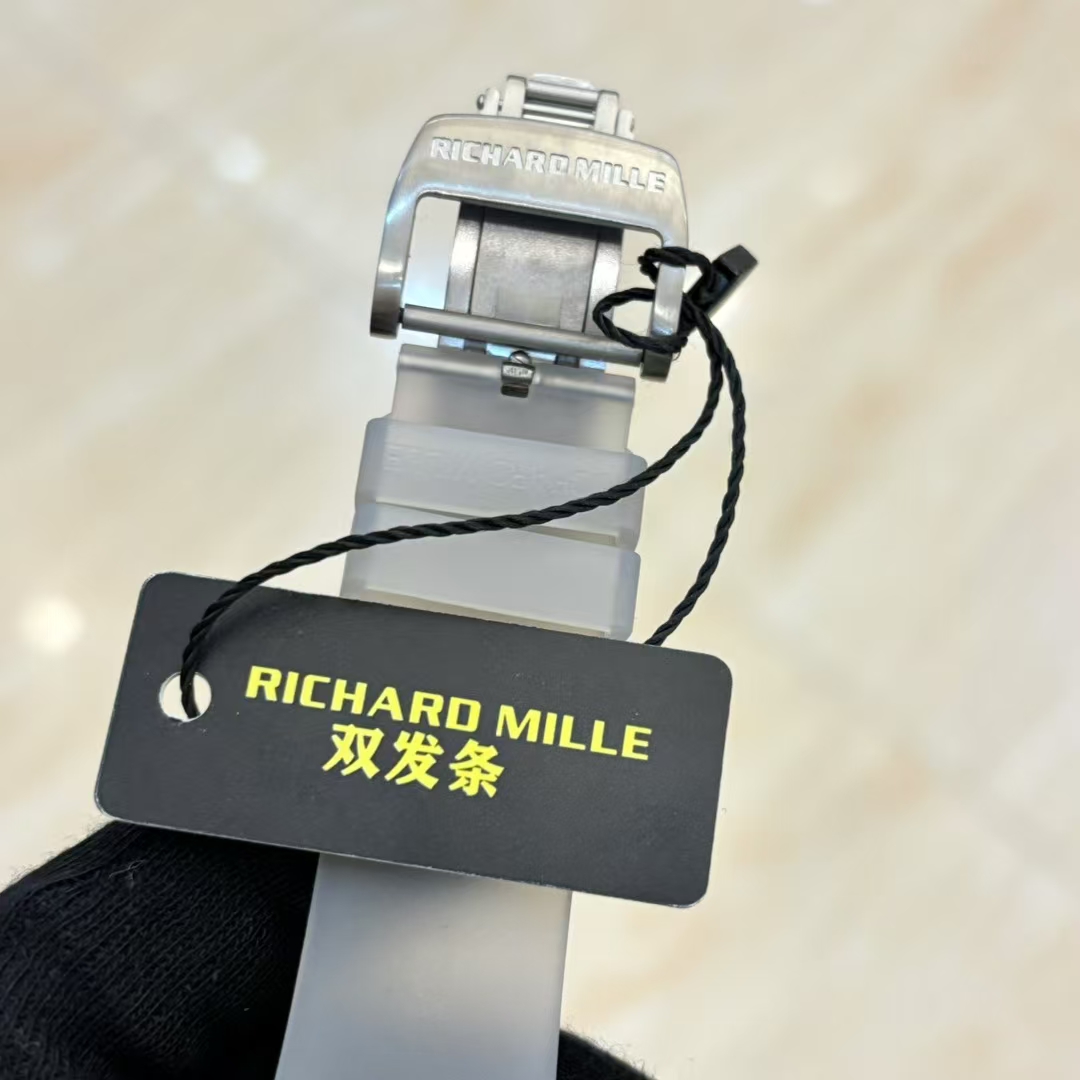 RICHARD MILLE リチャードミラー 腕時計 メンズ 自動巻き ダイアル 透明ケース クリア シリコンバンド グレー - 画像 9