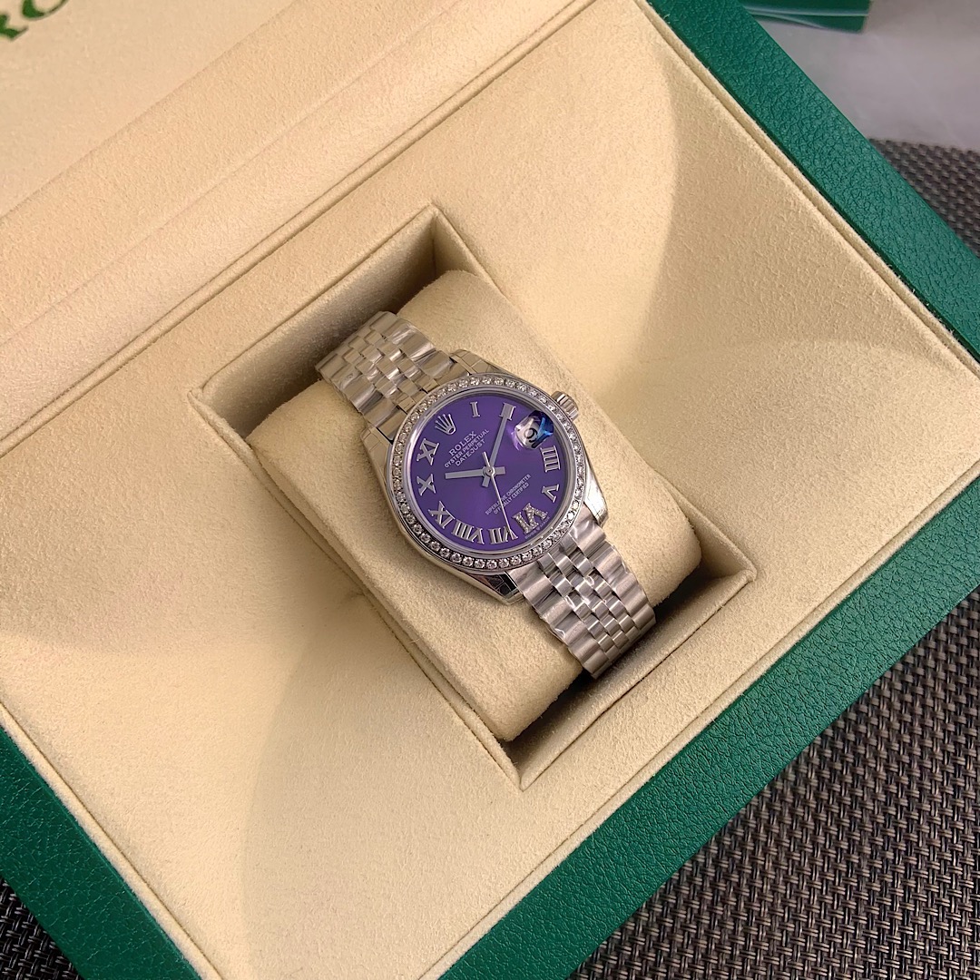 ROLEX ロレックス 日記型 腕時計 レディース 自動巻き 真鑑証明書付き パープル - 画像 3