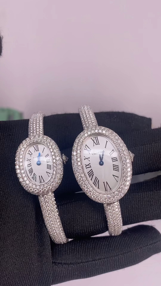 CARTIER カルティエ 浴缸シリーズ 腕時計 レディース ダイヤモンド ホワイトゴールド 全2色 - 画像 8