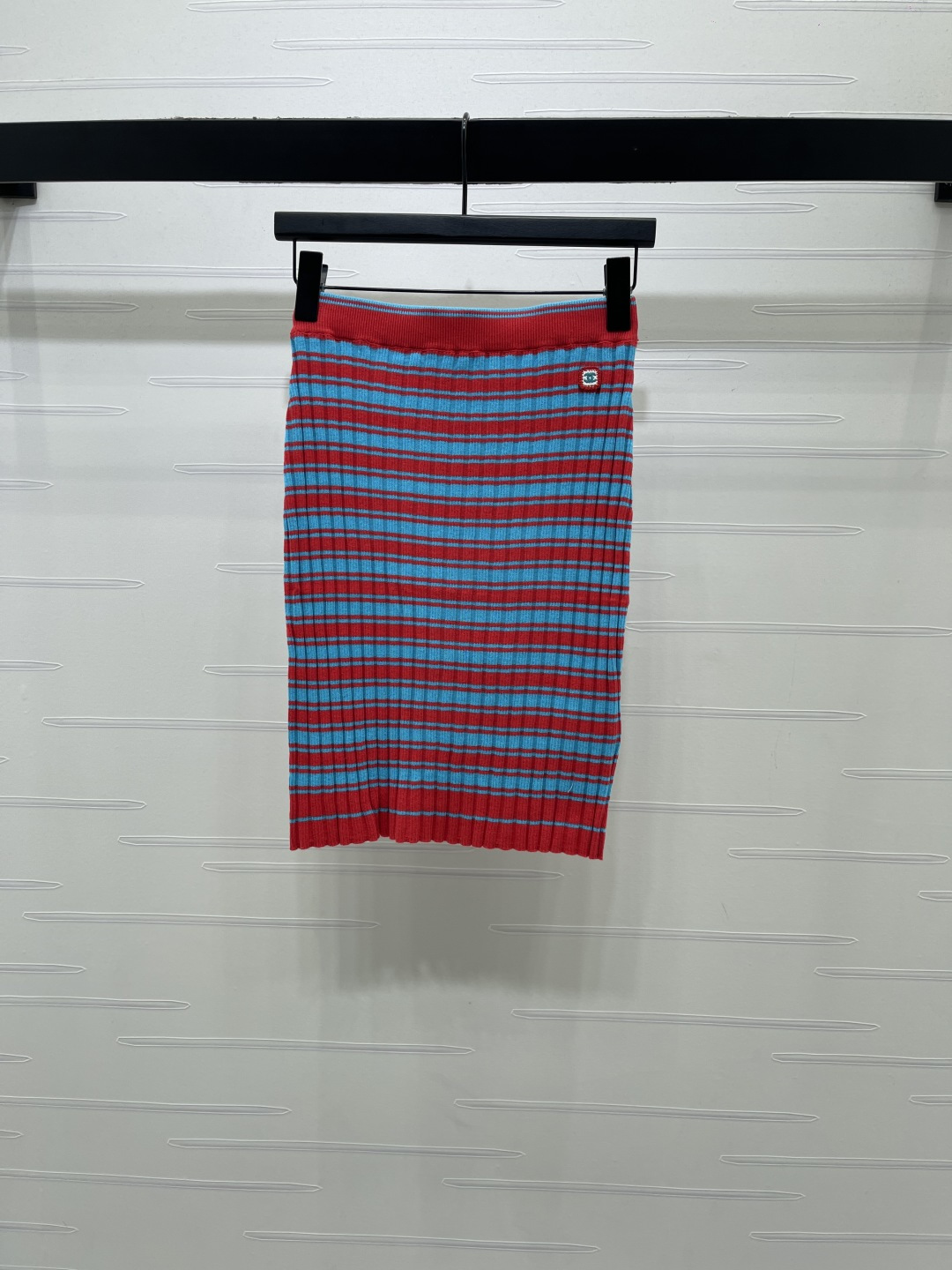 CHANEL シャネル ニット スカート レディース リブ バンド デザイン 赤×青