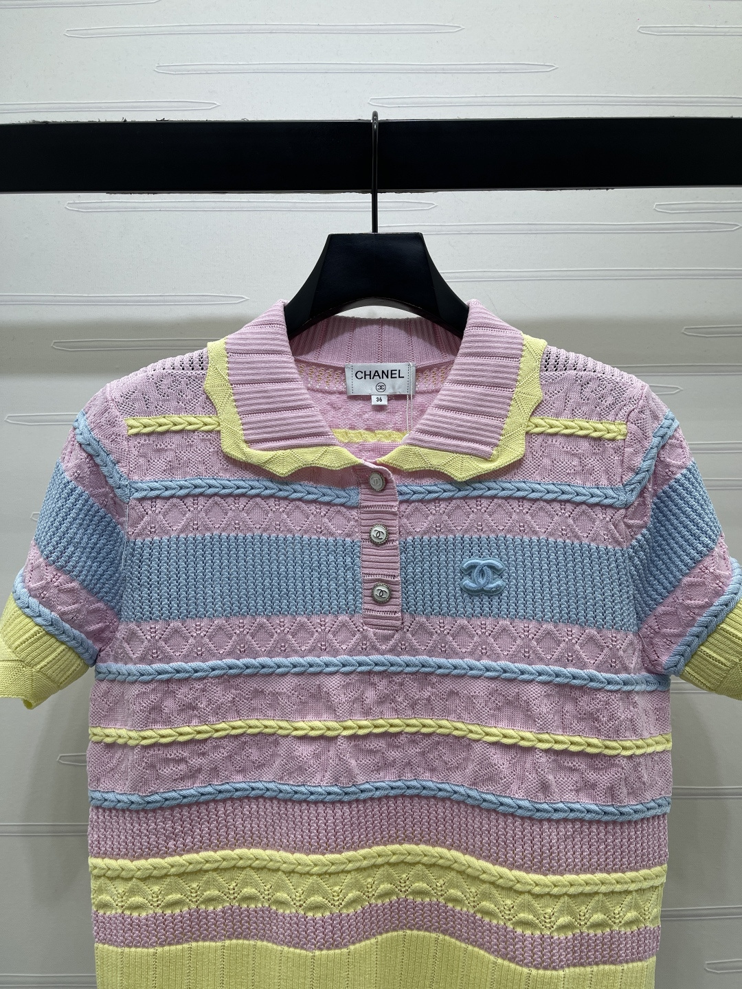 CHANEL シャネル ニット Tシャツ メンズ ポロシャツ ブランド オーバーサイズ 着心地 ピンク ライトブルー ライトイエロー - 画像 5