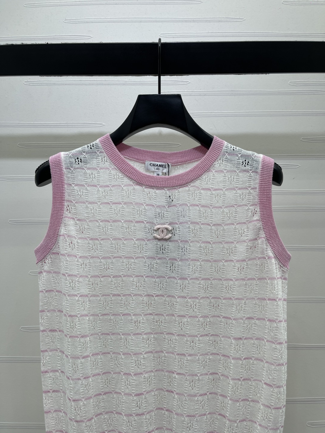 CHANEL シャネル ニット レディース ロング丈 綿混 コットン ピンク ホワイト - 画像 5