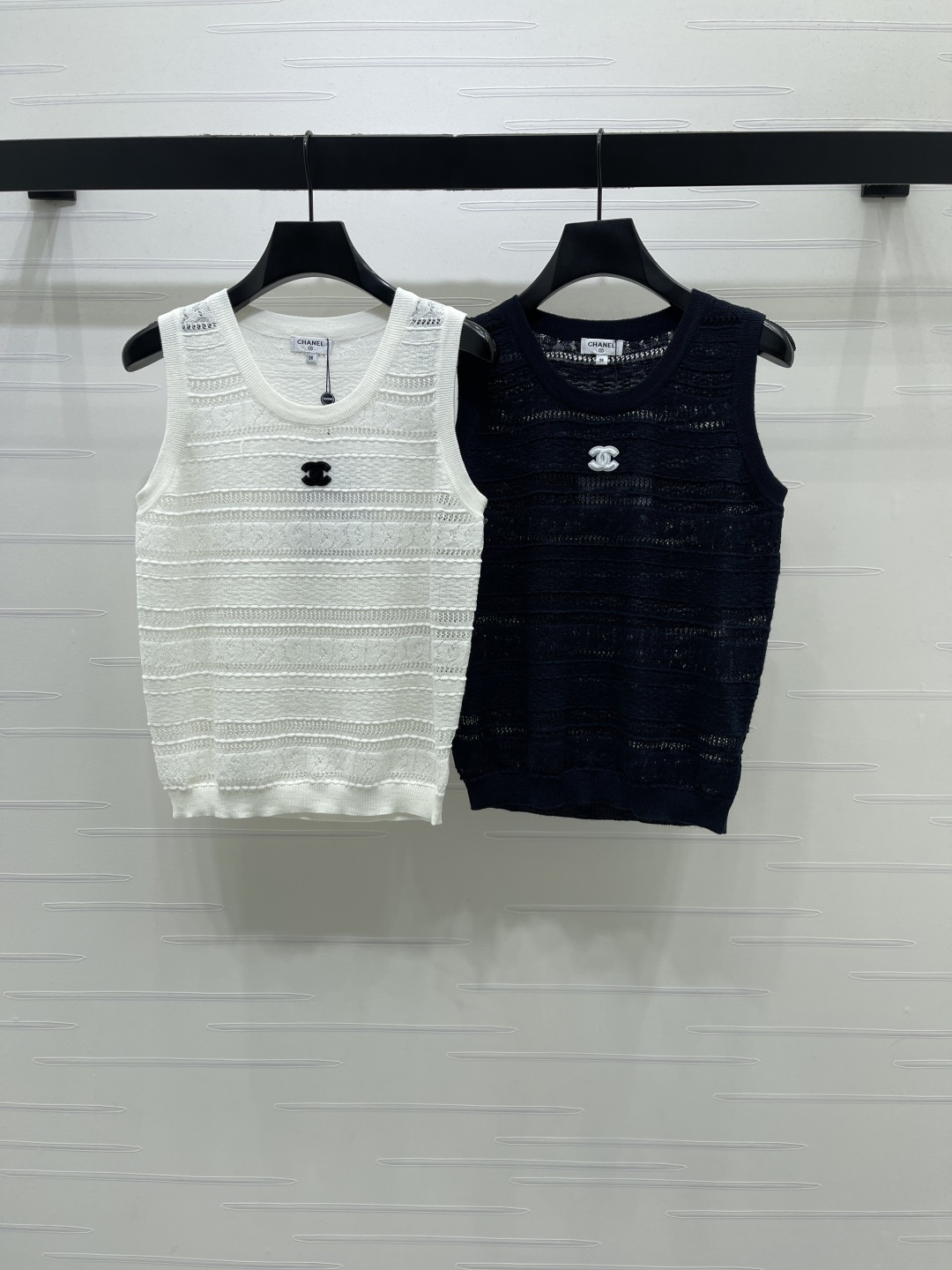 CHANEL シャネル ニット レディース オーバーサイズ ロング丈 レイヤード ホワイト ブラック
