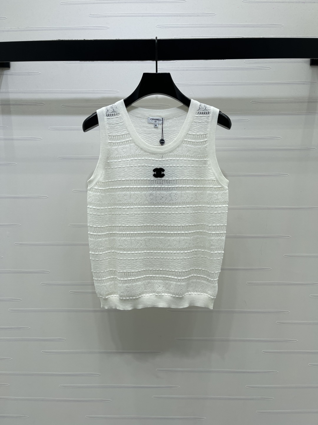 CHANEL シャネル ニット レディース オーバーサイズ ロング丈 レイヤード ホワイト ブラック - 画像 2