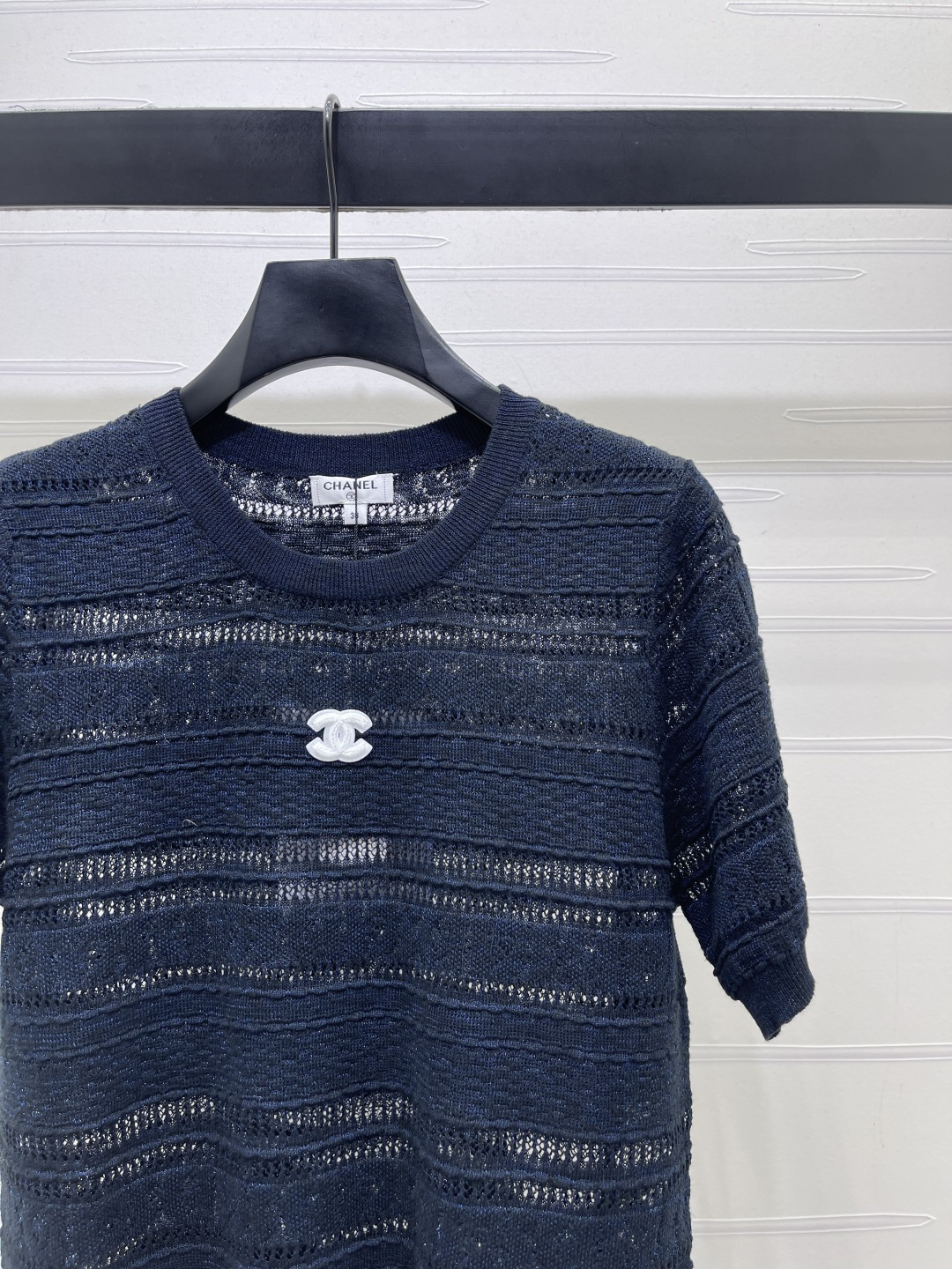 CHANEL シャネル ニット Tシャツ レディース ロング丈 薄手 綿混 紫色 - 画像 2