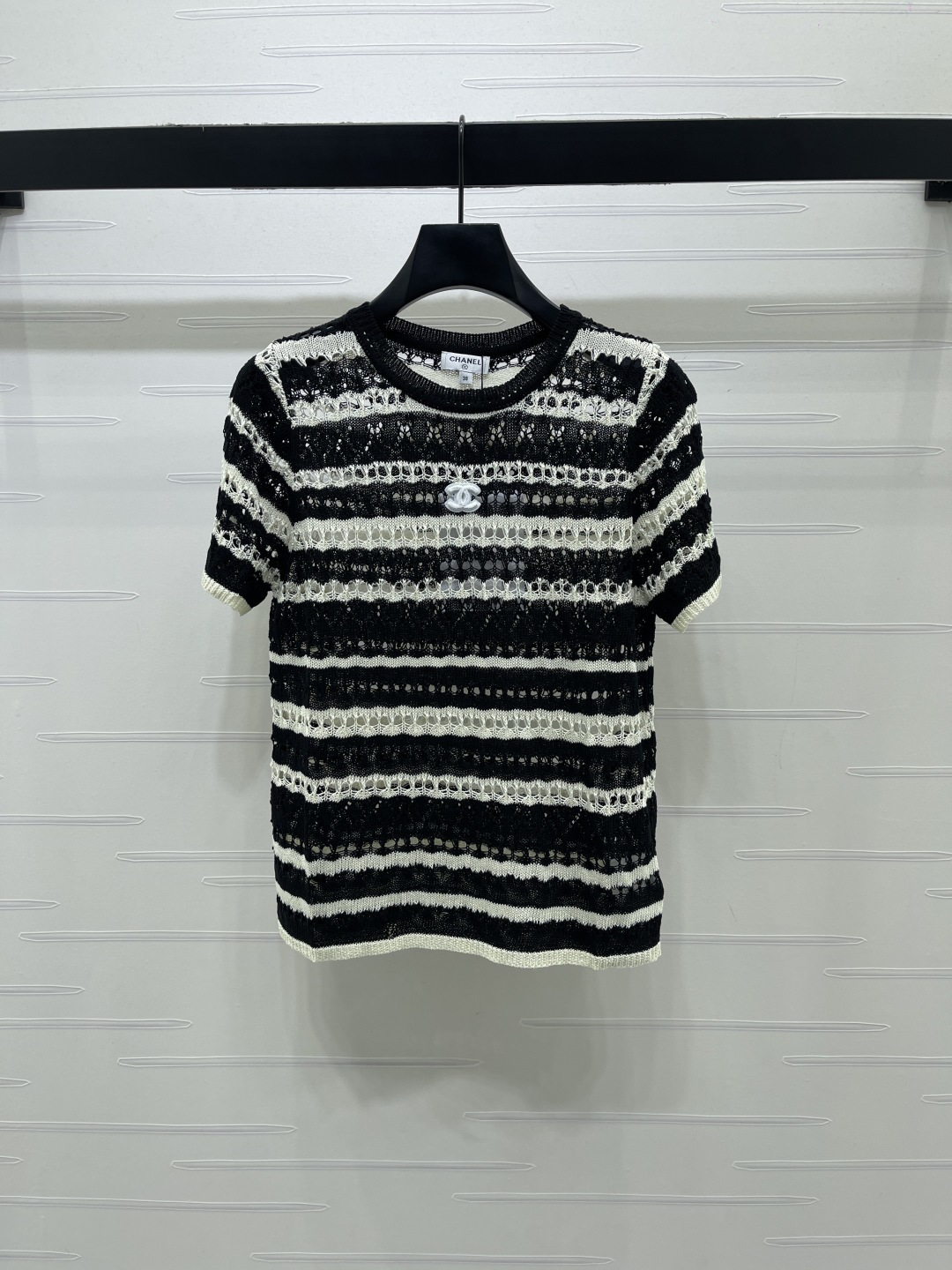 CHANEL シャネル ニット Tシャツ レディース ロング丈 デザイン ブラック ホワイト