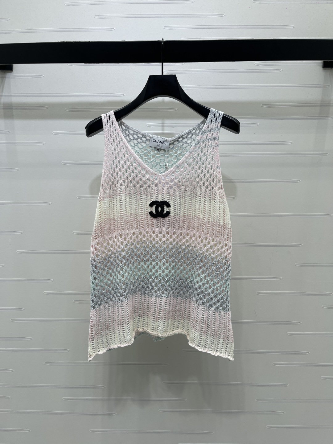 CHANEL シャネル ニット レディース グレーピンク ブラック ヴィンテージ風 レイヤード
