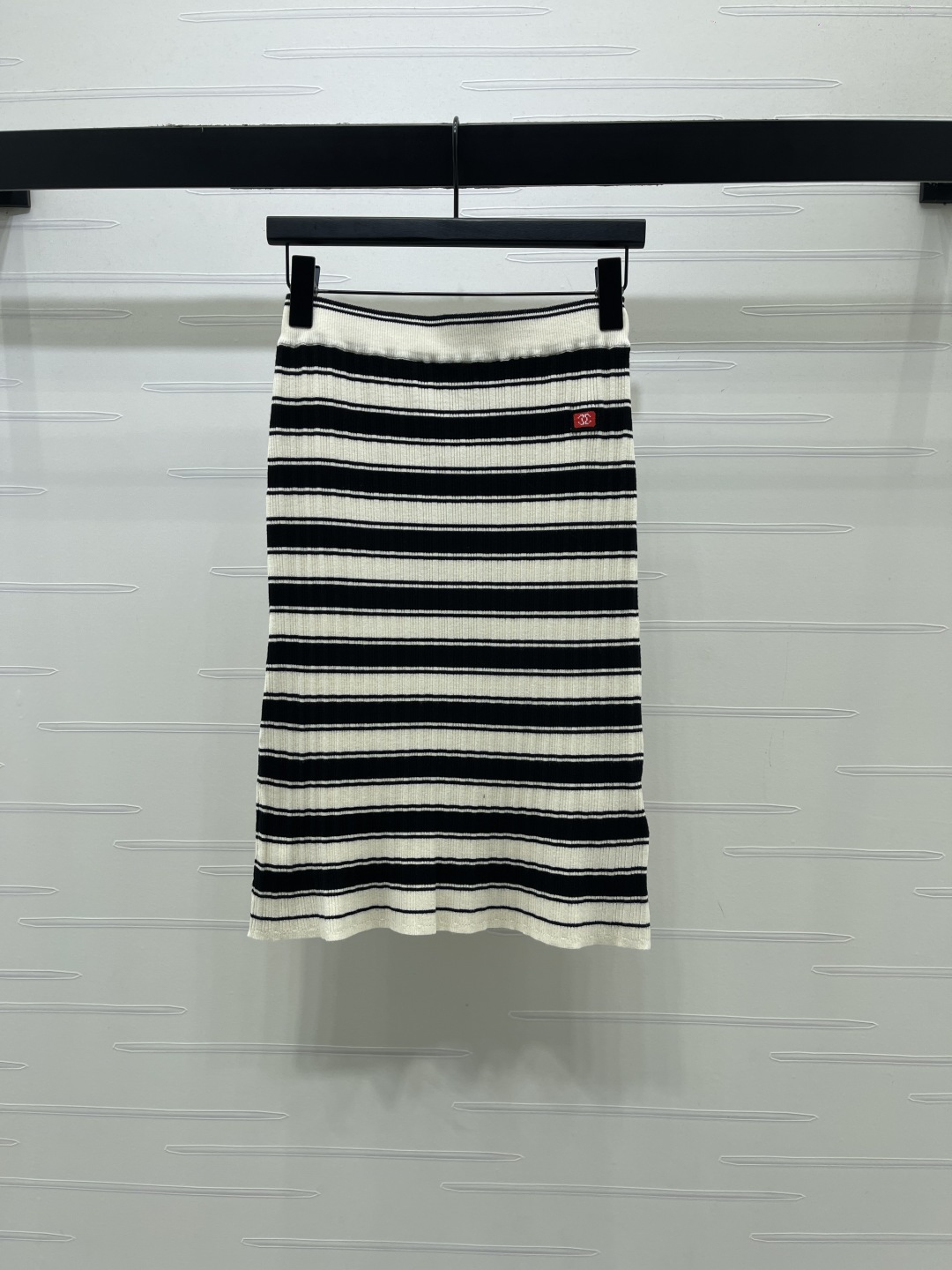 CHANE チャン スカート レディース ニット ストレッチ 可愛い ブラック レッド 全2色 - 画像 2
