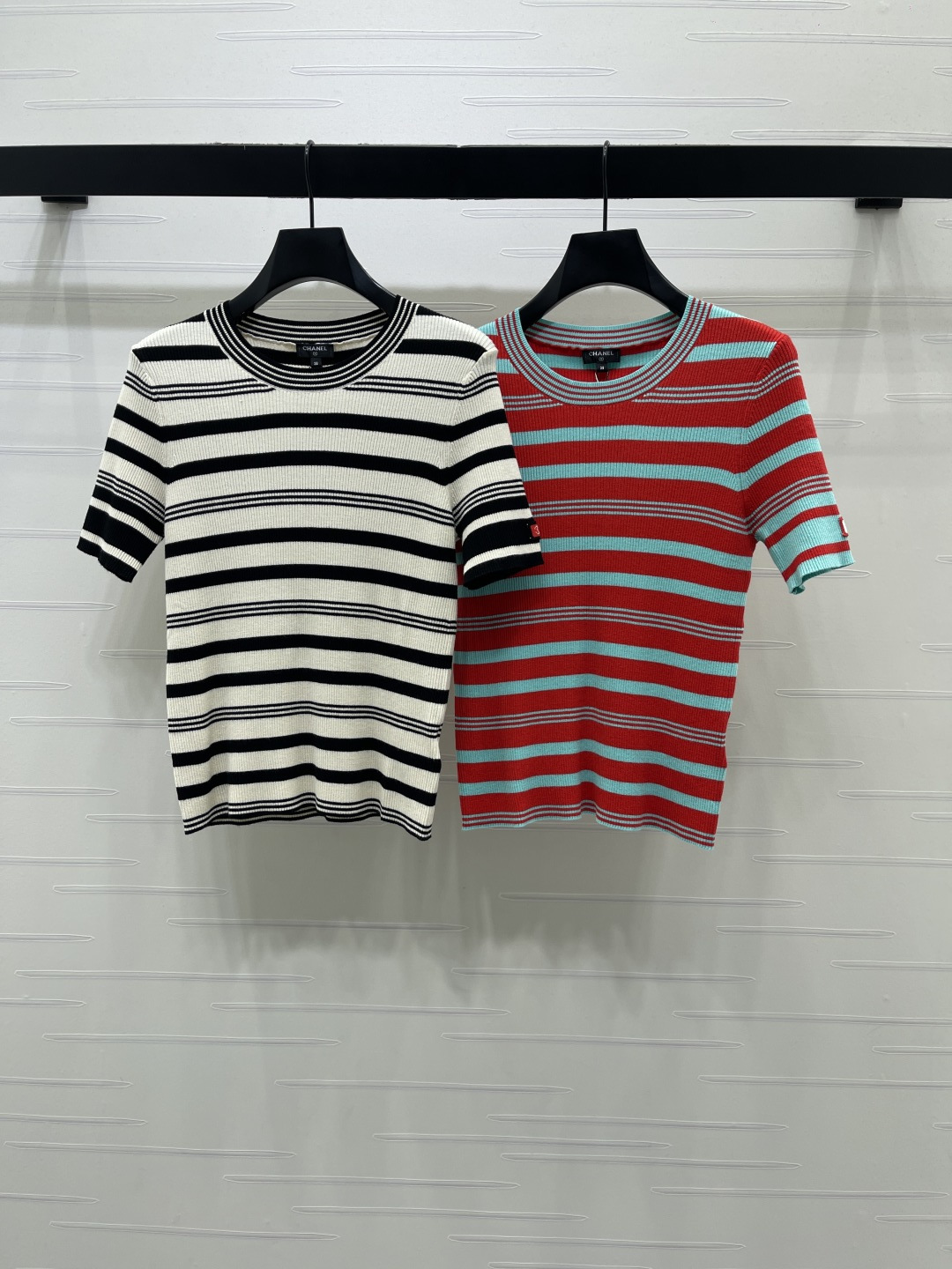 CHANEL シャネル ニット Tシャツ レディース 弾力性 ロング丈 バルク ストライプ 全2色