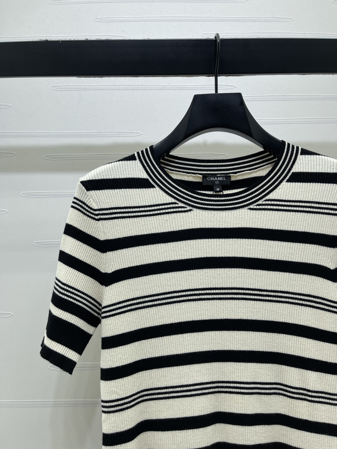 CHANEL シャネル ニット Tシャツ レディース 弾力性 ロング丈 バルク ストライプ 全2色 - 画像 4