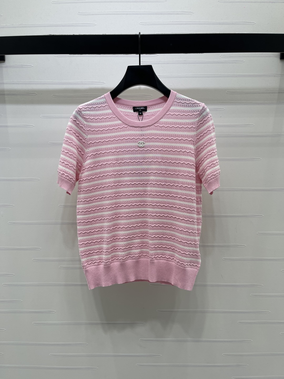 CHANEL シャネル ニット Tシャツ レディース レース風ニット ファッション ピンク 全3色