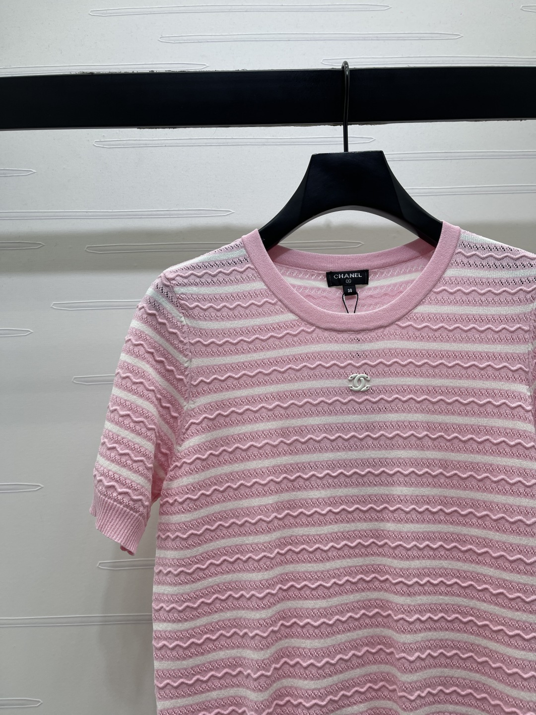 CHANEL シャネル ニット Tシャツ レディース レースニット ファッション ピンク 全3色 - 画像 3