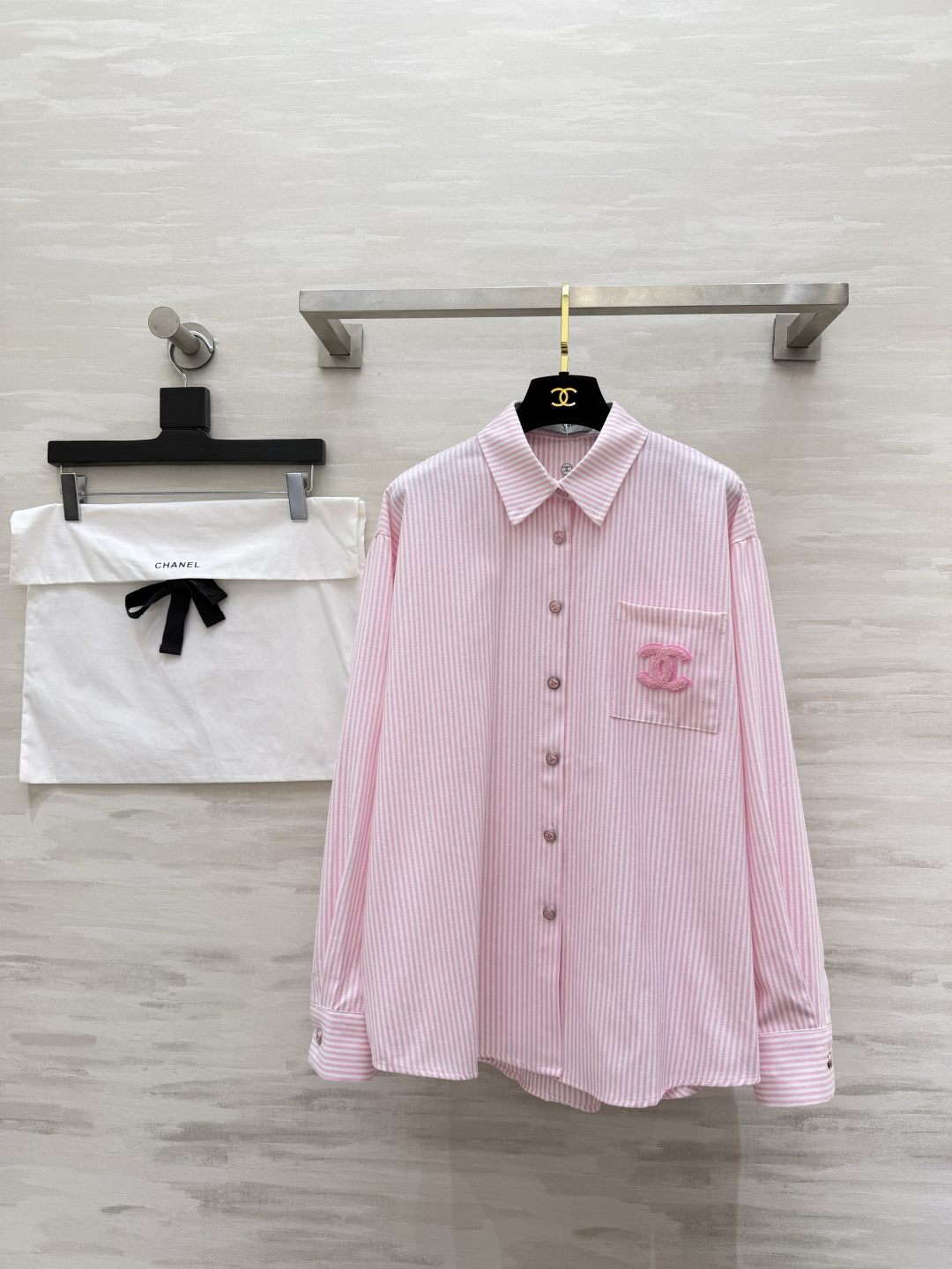 CHANEL シャネル レディース ファッションシャツ ピンクストライプ ブラウス ピンク