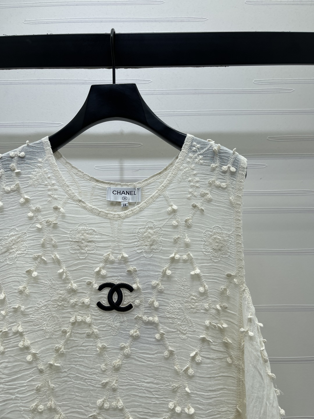 CHANEL シャネル ニット レディース シルエット 菱格模様 ロング丈 ホワイト - 画像 2
