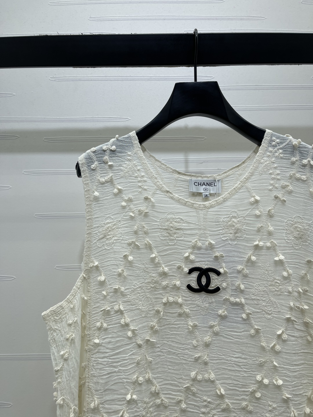 CHANEL シャネル ニット レディース シルエット 菱格模様 ロング丈 ホワイト - 画像 3