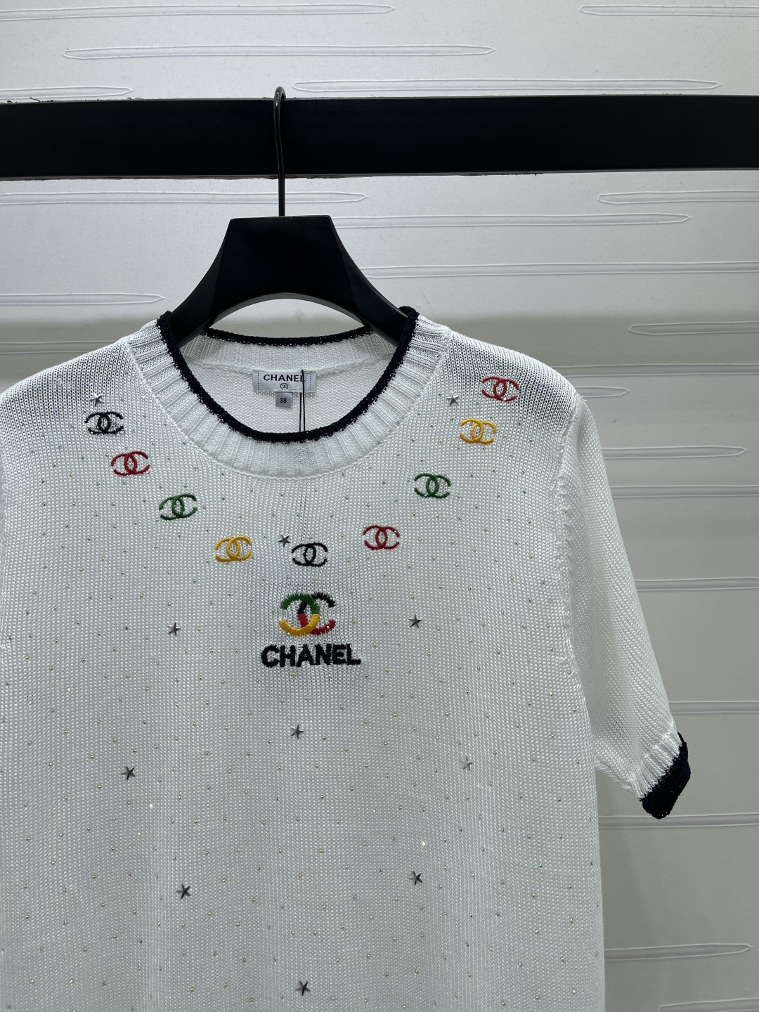 CHANEL シャネル ニット Tシャツ レディース 細針織り ロゴ刺繍 インナー 2色展開 - 画像 3