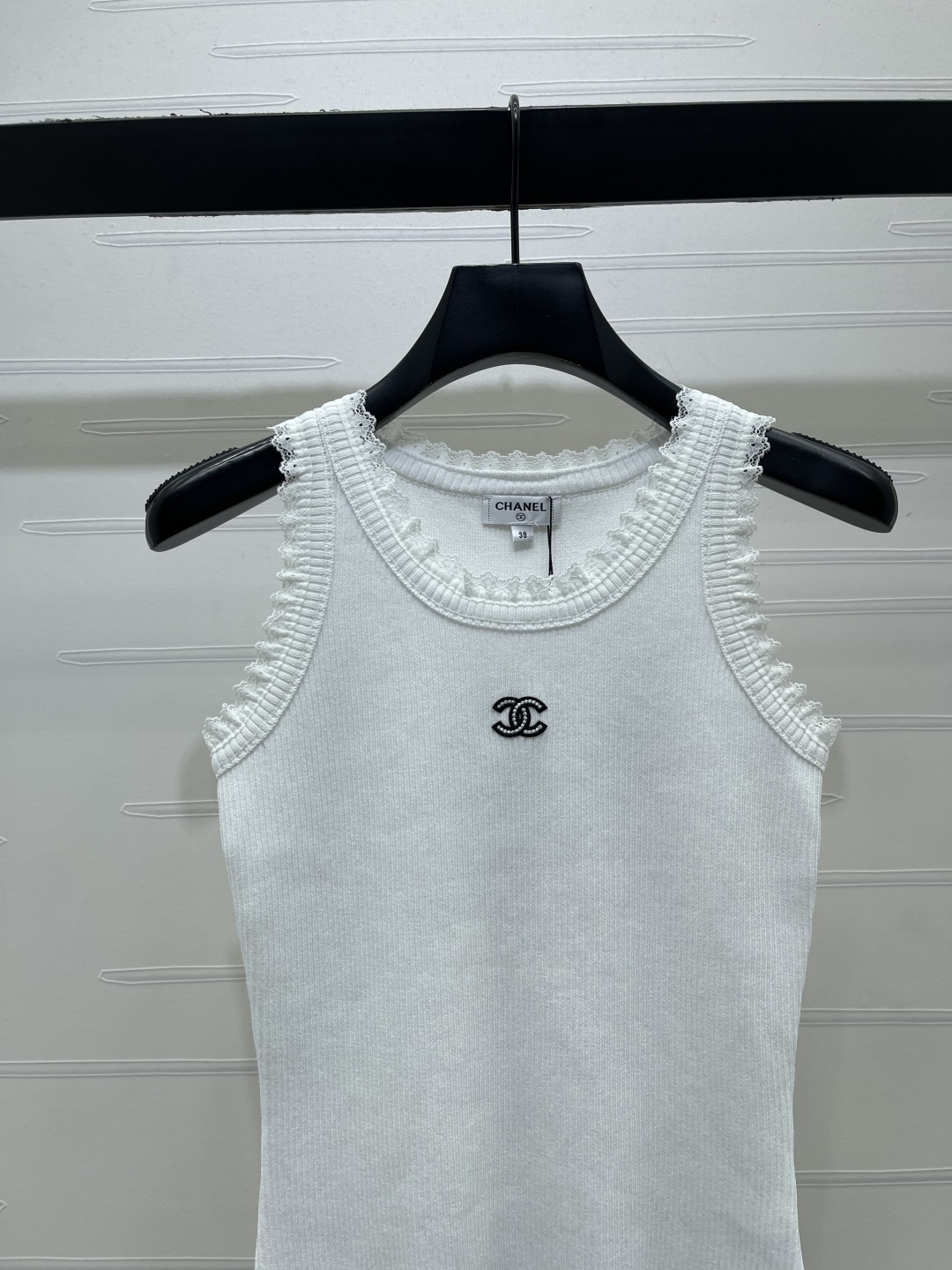 CHANEL シャネル ニット レース付きロング丈 ベスト レディース ロング丈 生地感 ホワイト ブラック - 画像 4